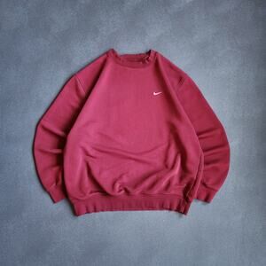Vintage Y2K Nike Red Burgundy Mini Side Swoosh Sweatshirt Large